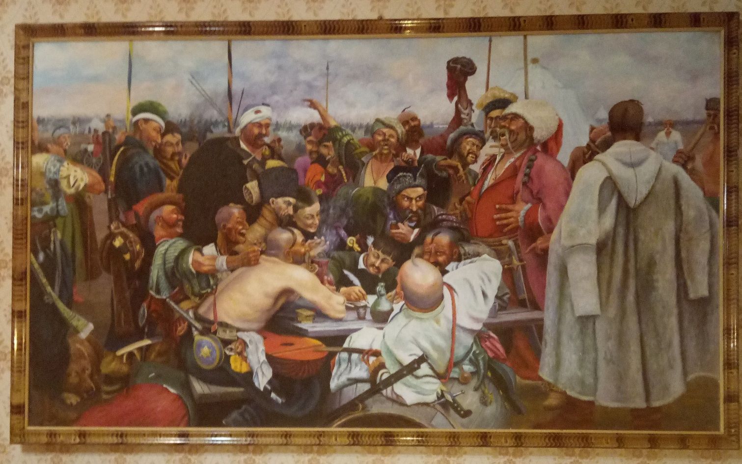 Картина маслом на холсте "Запорожцы пишут письмо турецкому султану"