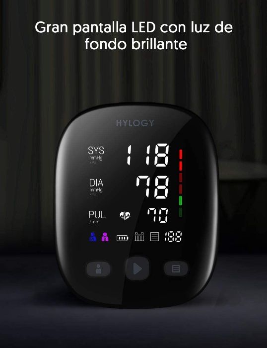 Monitor de pressão arterial digital Tela LCD Memoria Carregamento USB