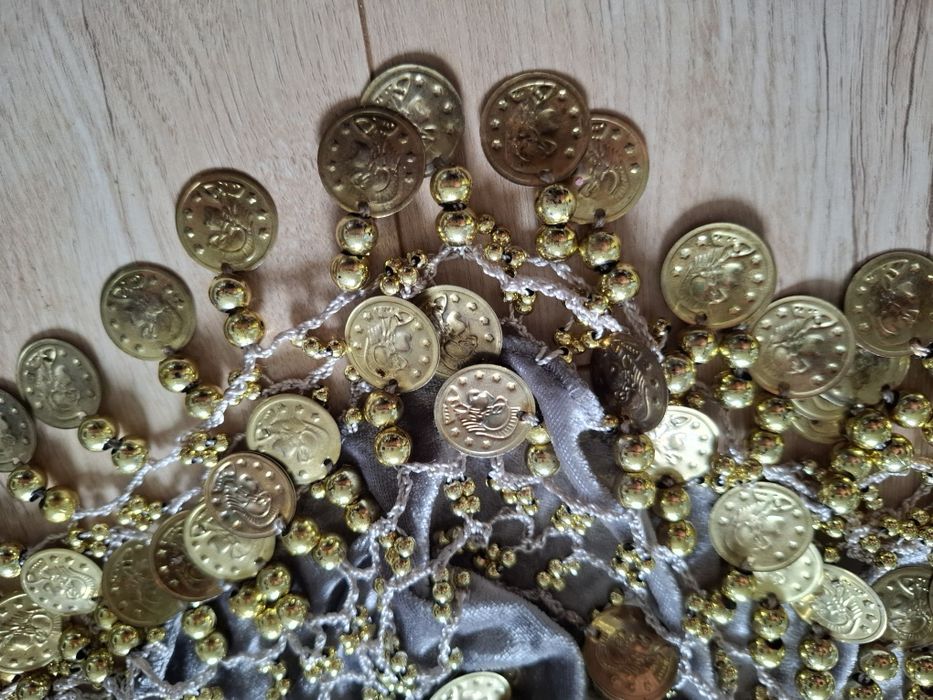 Pas biodrowy do tańca brzucha, szal biodrowy, chusta z monetami