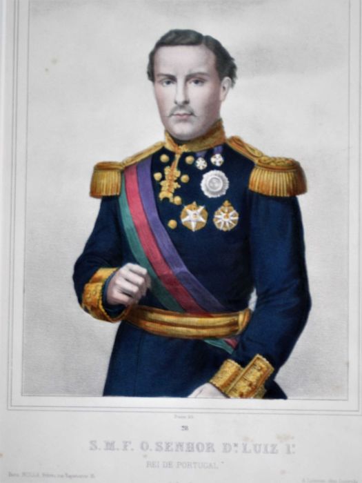 Quadro com litografia centenária do Rei D. Luis I de Portugal