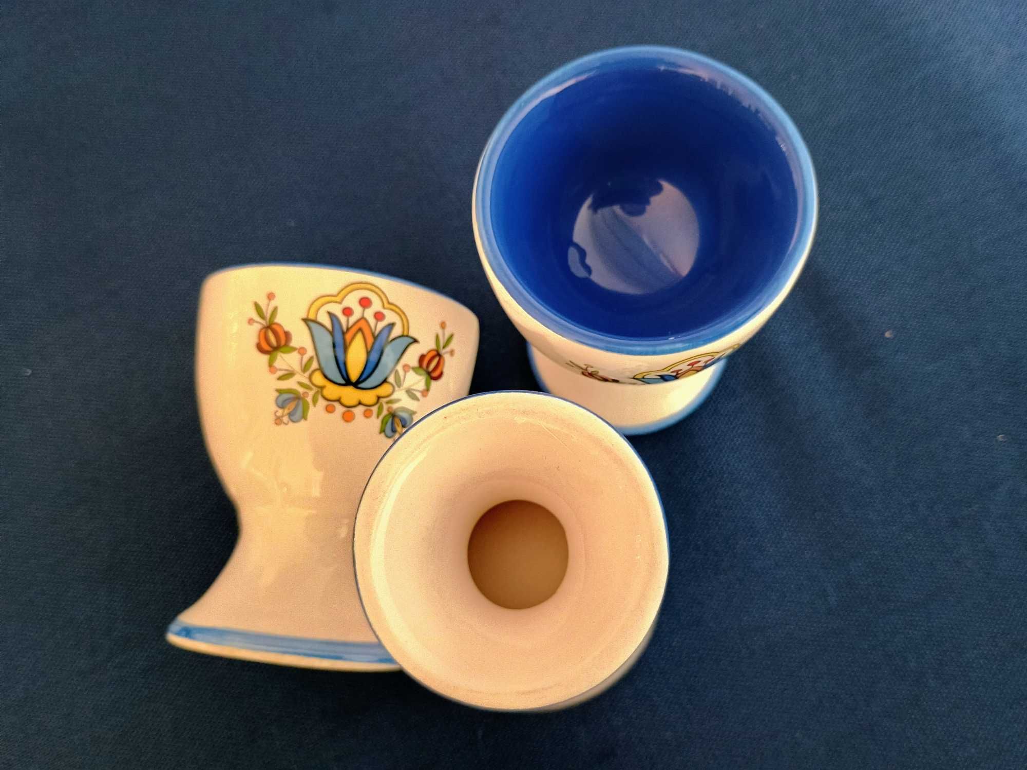 Trzy kieliszki do jajek jajcarki wzory etno
