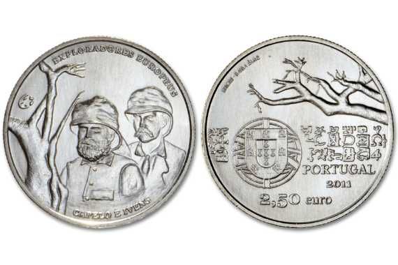 moeda 2.50€ Exploradores Capelo e Ivens 2011