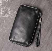 Мужской кожаный клатч кошелек на молнии, натуральная кожа портмоне