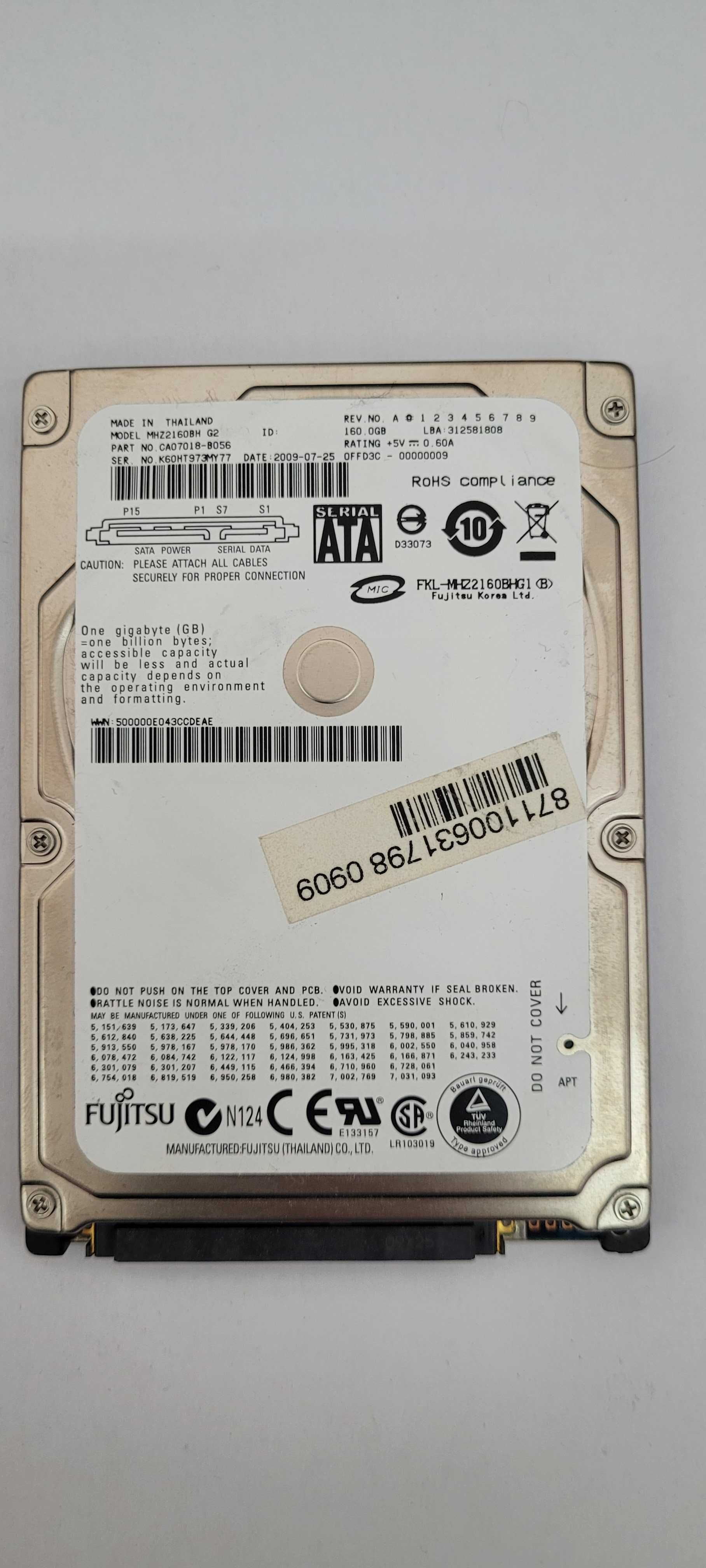 używany dysk twardy HDD 2,5" Fujitsu 160GB 5400 rpm SATA