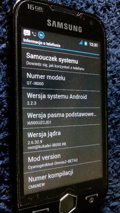 Smartfon samsung omnia II 2 CyanogenMod android i windows 6.5 amoled