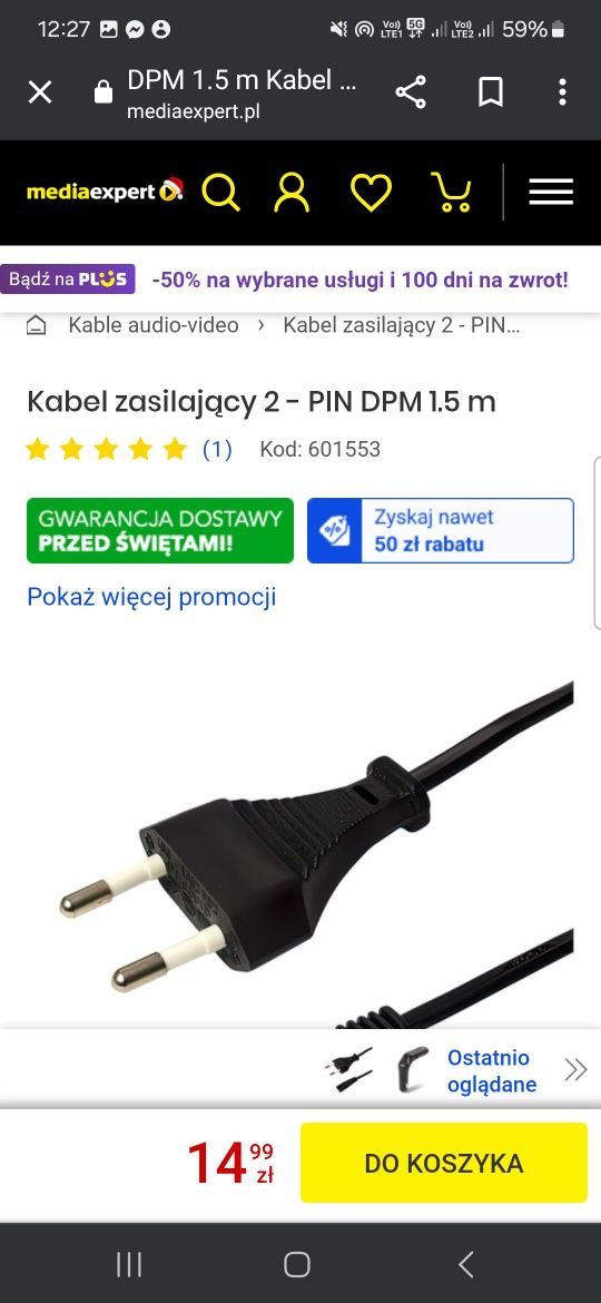 Kabel zasilający  do PS4  PlayStation 4