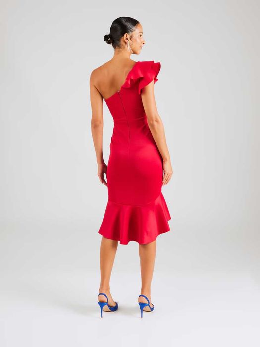 Червона весільна сукня міді рибка на одне плече з воланами LIPSY 38 рр