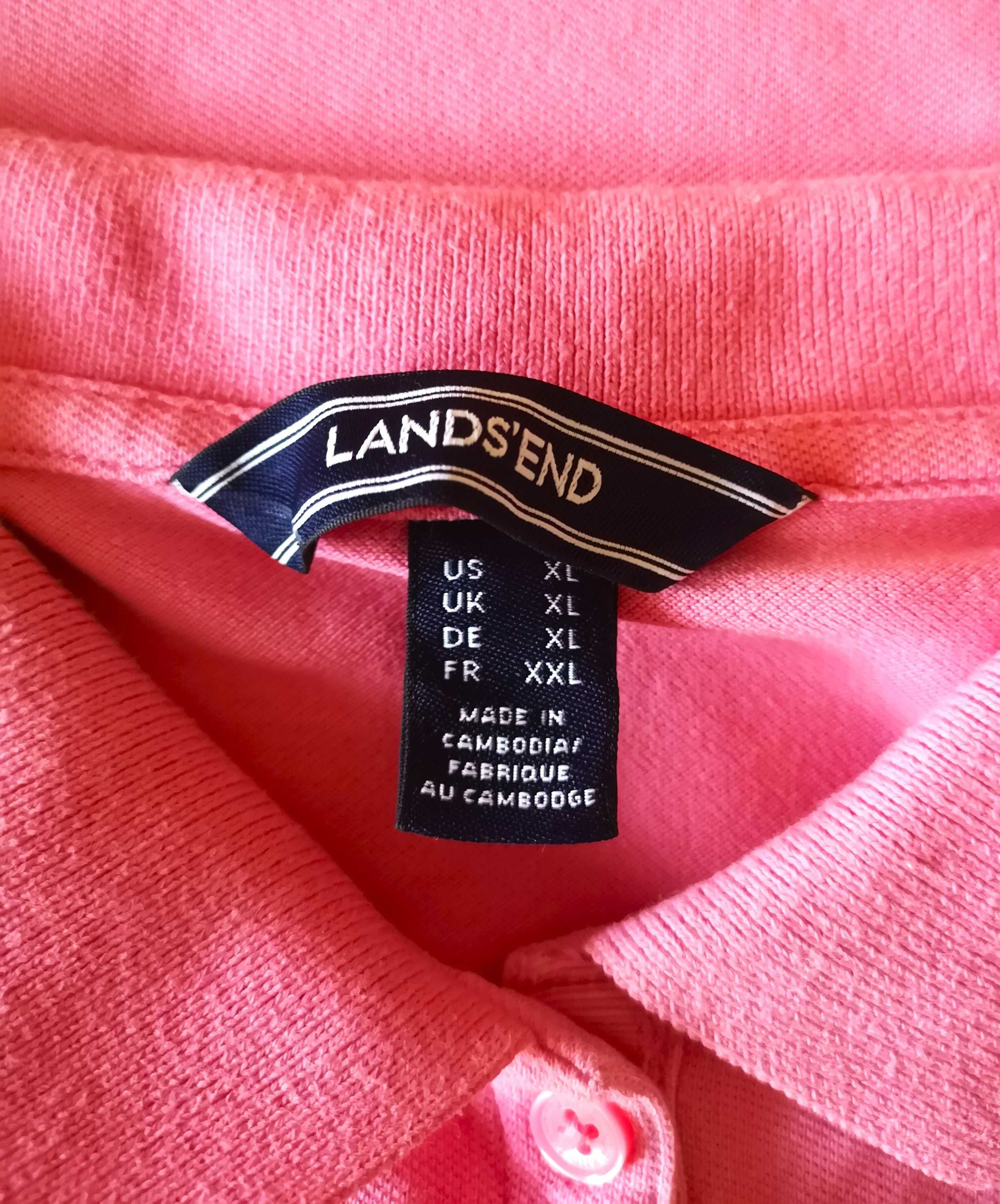 Różowa polówka koszulka polo Lands'end rozm. XL