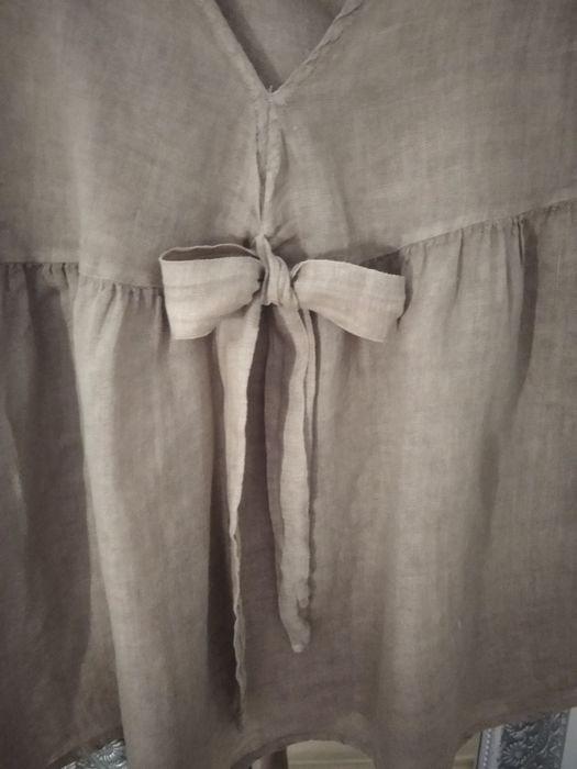 Bluzka 100% len brązowa