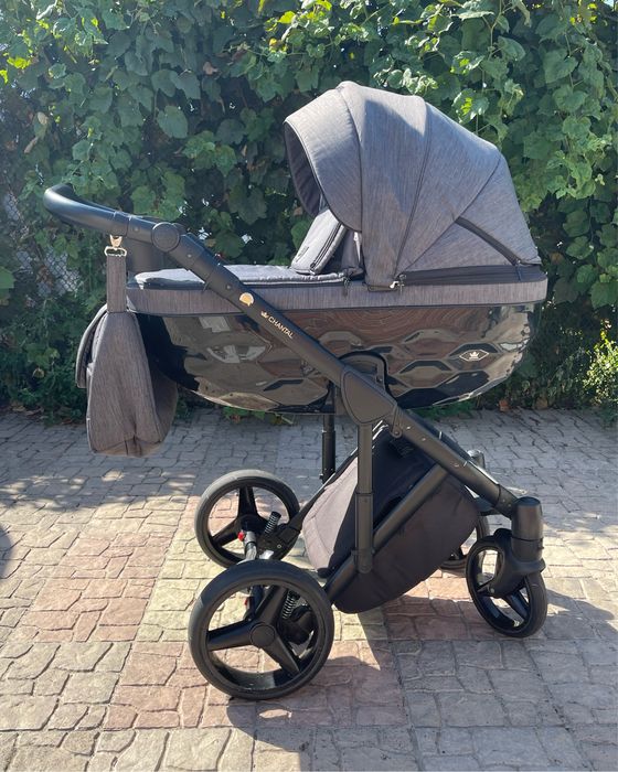 Коляска 2 в 1 adamex chantal в сірому кольорі