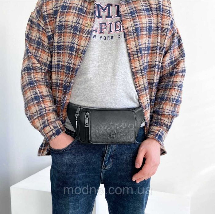 Стильная мужская кожаная сумка бананка  H.T. Leather ! Made in Turkey.