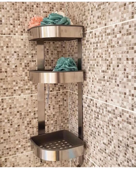 IKEA .Угловые настенные полки в ванную из нержавеющей стали BROGRUND .