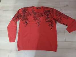 Piękny, czerwony sweterek z wzorkiem L/XL