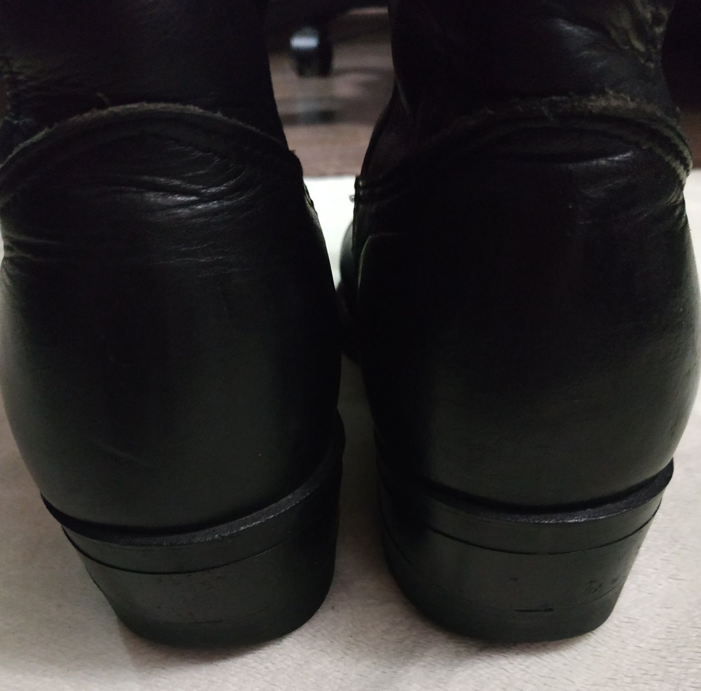 Черные кожаные демисезонные полусапожки - 41 размер, 26 см