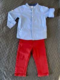 Komplet dzieciecy koszula H&M 80, spodnie OKAIDI 80