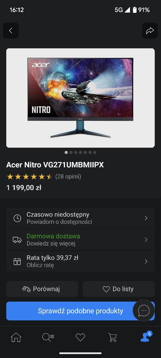 Acer Nitro 27" 1440p 170 Hz