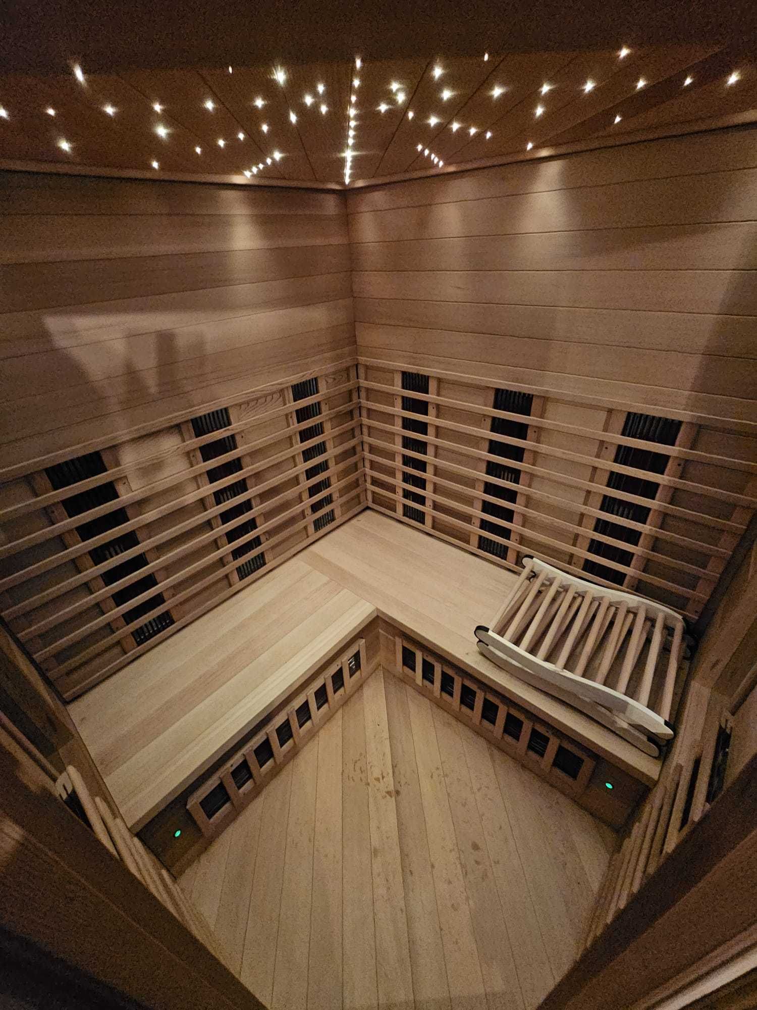 Sauna such infrared podczerwień 220v oświetlenie NIEBO LED NAROŻNA