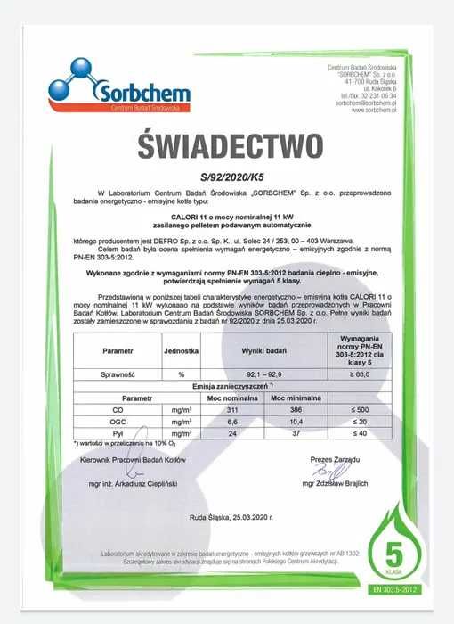 DEFRO Calori 11 kW kocioł  na pelet do 135m2  VAT 23%