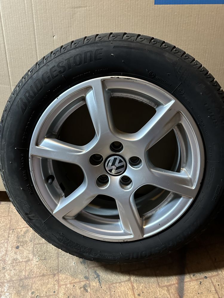 Alufelgi orginał VW 5X100 15" 6J ET40 + opony letnie Bridgestone