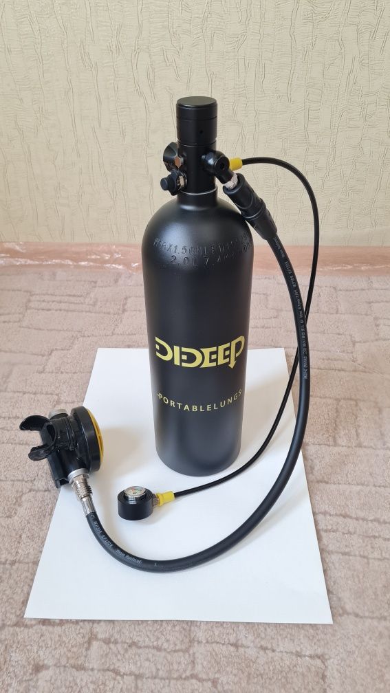 Мини акваланг Набор Dideep X5000 Pro Black, кислородный баллон 2 литра