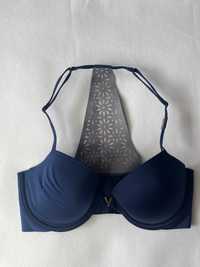 Granatowy biustonosz zapinany z przodu Victoria's Secret r. 32D/70D