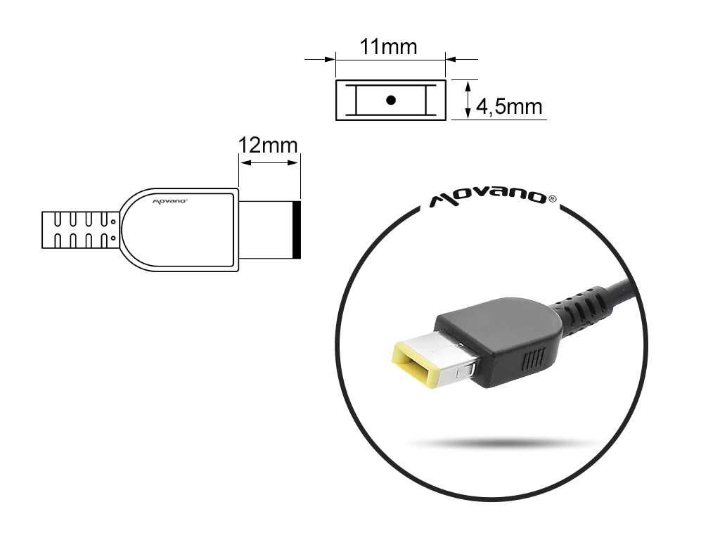 Zasilacz Ładowarka Movano do Lenovo Yoga 20V 3.25A IdeaPad, Thinkpad