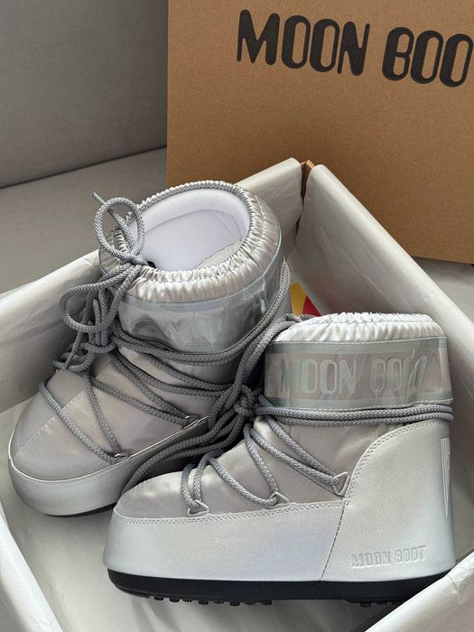 Мунбути Moon Boot Silver / чоботи Мун Бут сірого кольору / Мунбуты