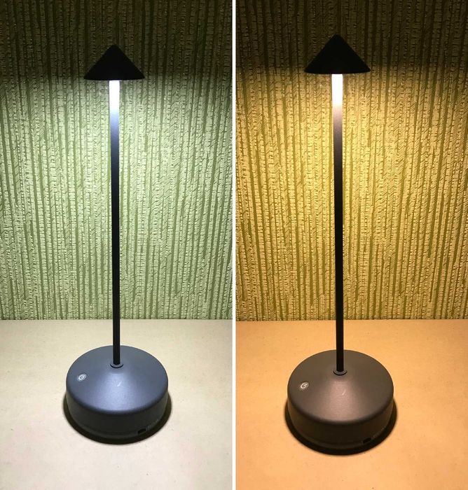 Бездротова світлодіодна настільна лампа в сірому кольорі