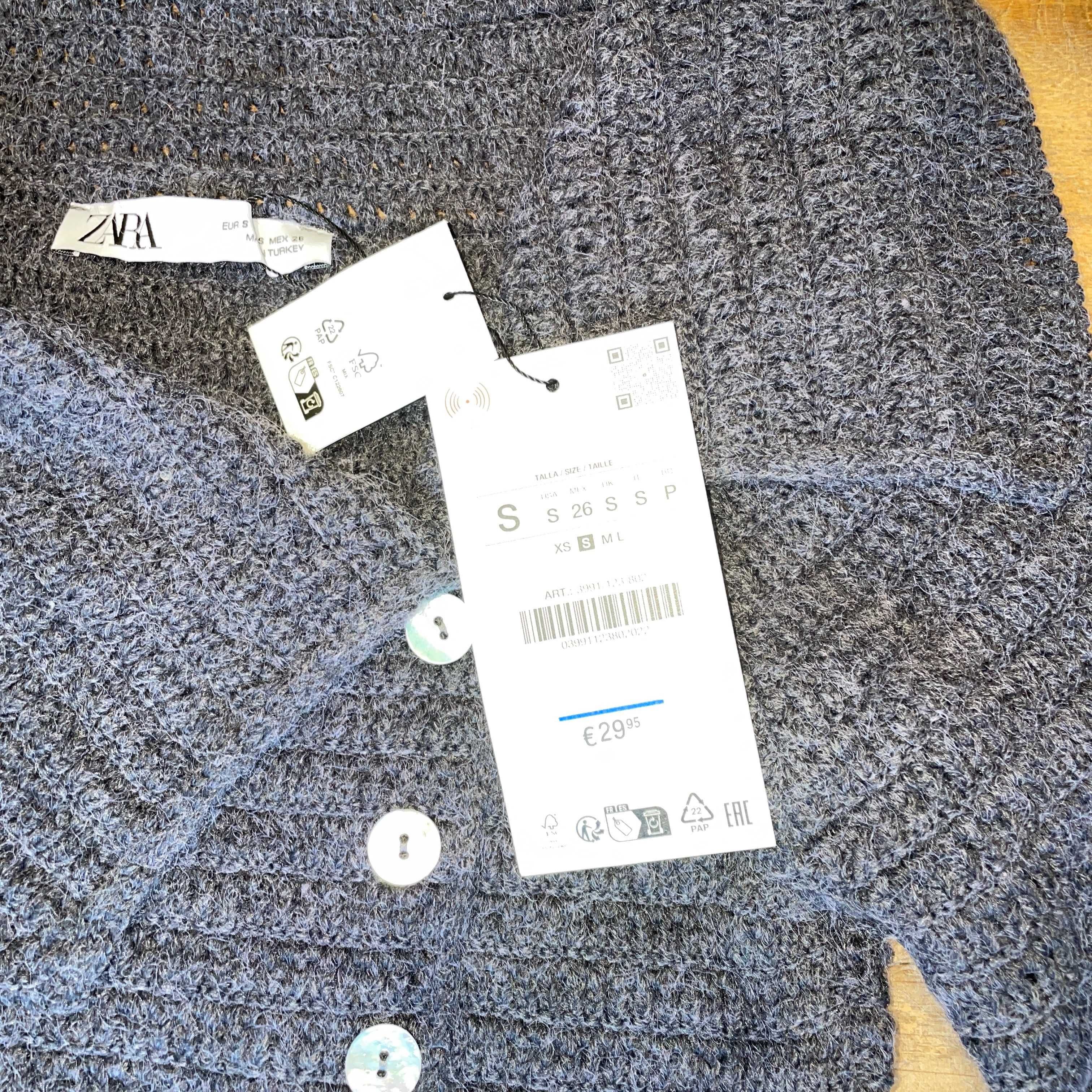 Zara Damski Modny Rozpinany Sweter Rozm. S - Nowy Metki