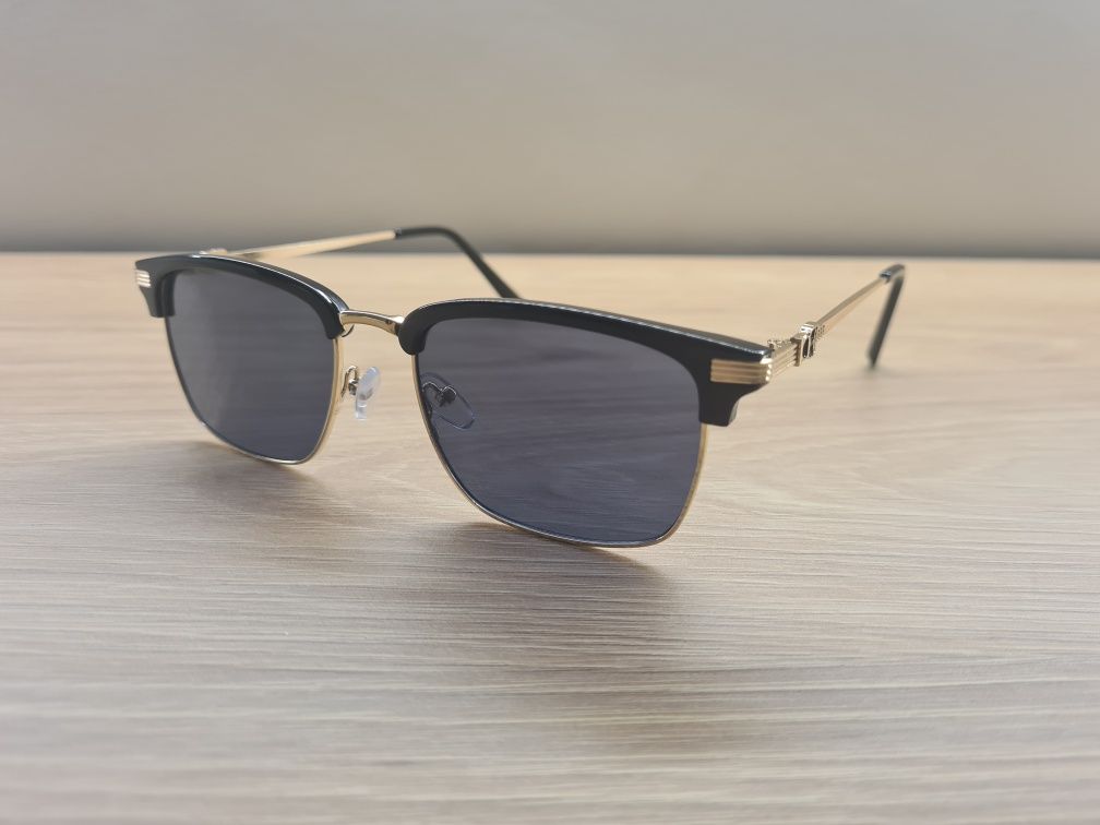 HIT Nowe Męskie Okulary Rayban Czarne Złote Przeciwsłoneczne UV400