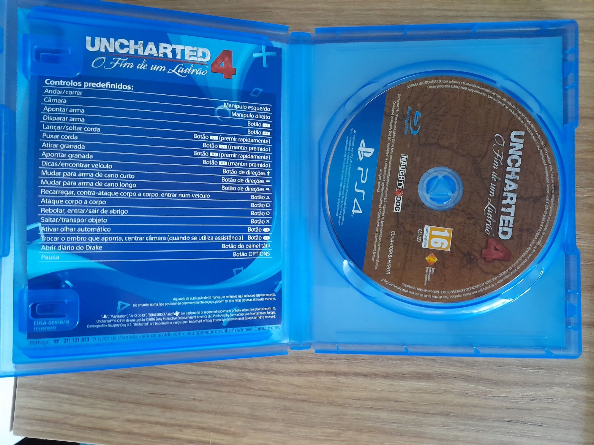 Uncharted 4 para PS4 em ótimo estado