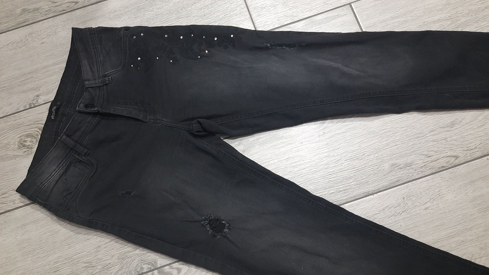 Spodnie damskis dżinsy jeans 38 haft