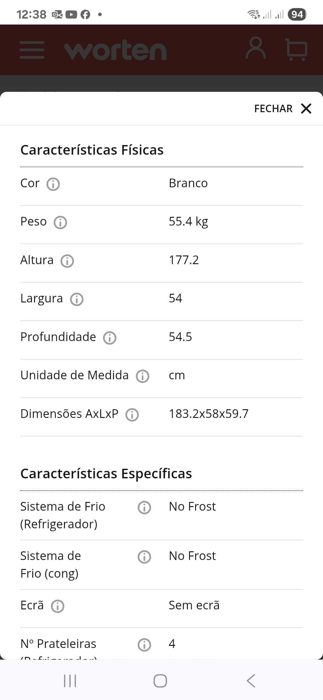 Frigorífico de encastrar Candy, na embalagem orginal e com garantia.