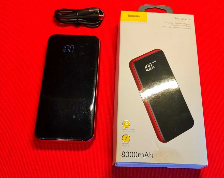 Powerbank podkładka ładująca Baseus 8000mAh 29,6Wh OC QI 2xUSB