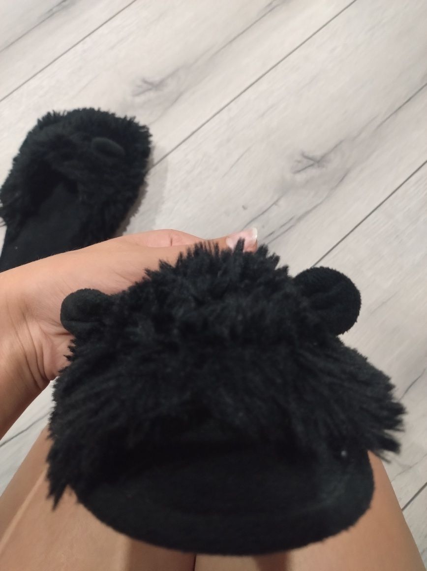 Kapcie ciapki laczki z futerkiem uszy kotka