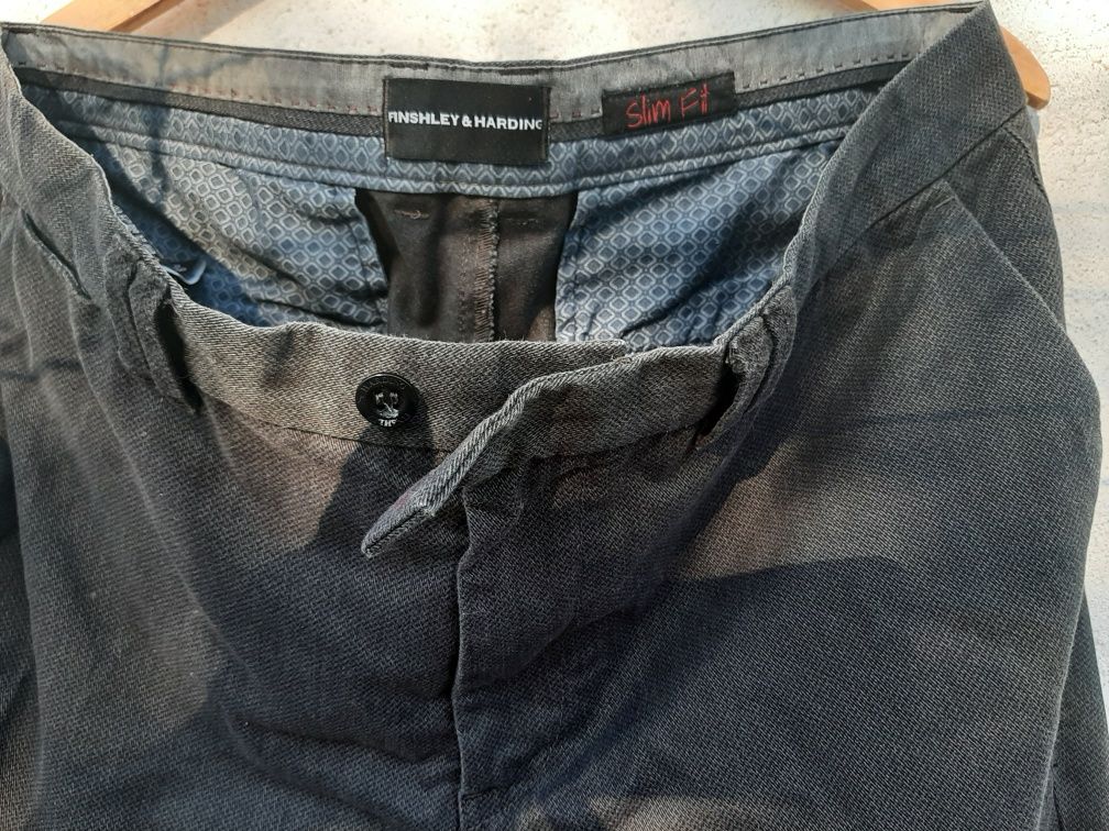 spodnie meskie, szare, Finshley & Harding, Slim Fit
