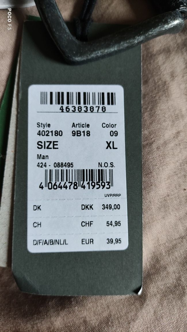Camel Active czarny skórzany pasek szerokosci 4 cm rozm XL 110 115 cm