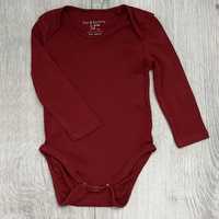 Fox&Bunny 74cm 6-9m body z długim rękawem gładkie burgundowe.