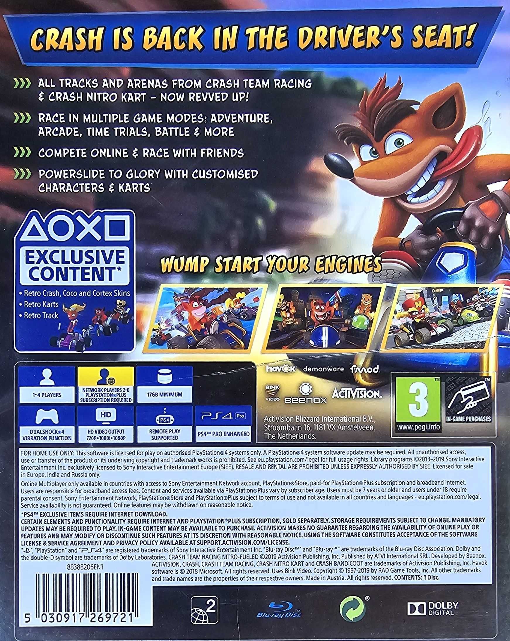 CRASH TEAM RACING Nitro Fueled CTR Playstation 4 PS4 PS5 Multigames
