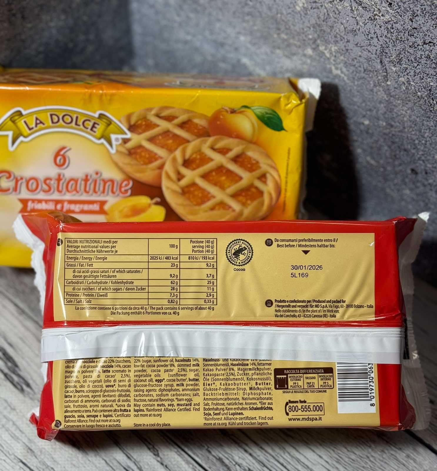 Печиво La dolce пісочне з какао або абрикосовим джемом 6*40 г 240 г