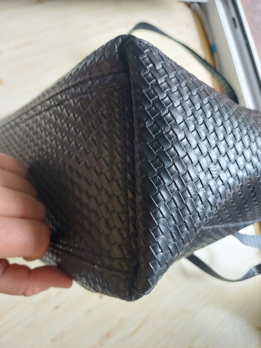 Shopper Ochnik skóra ekologiczna plecionka