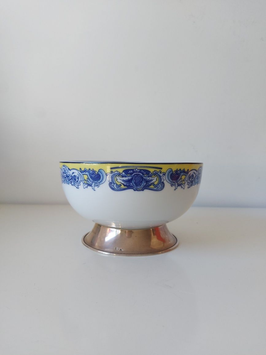 Taça em porcelana com base em prata portuguesa - azulejaria da estação