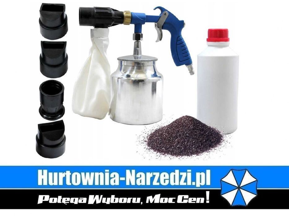 Pistolet do piaskowania 1L z odzyskiem ścierniwa + 1kg ścierniwa