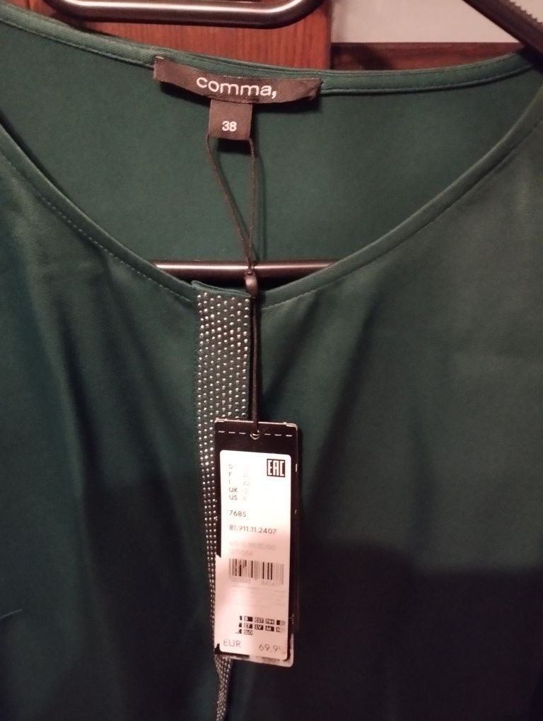 Piękna bluzka butelkowa zieleń Comma