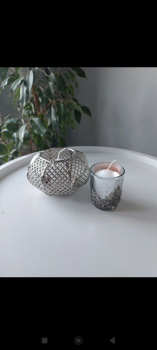 Dekoracje świecznik szklany porcelana szkatułka biżuteria ramka ozdoby