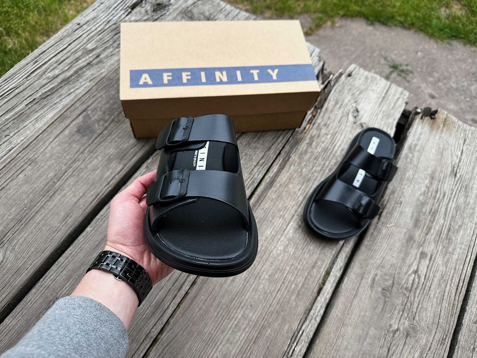 Мужские кожаные шлепанцы Affinity 3270-11 с регулировкой черные
