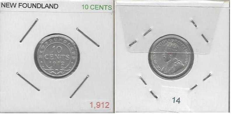 Newfoundland (Canadá) -  10 Cents - 1912 - George V  -  Moeda de Prata