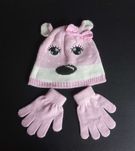 Conjunto gorro e luvas inverno menina 5-8 anos