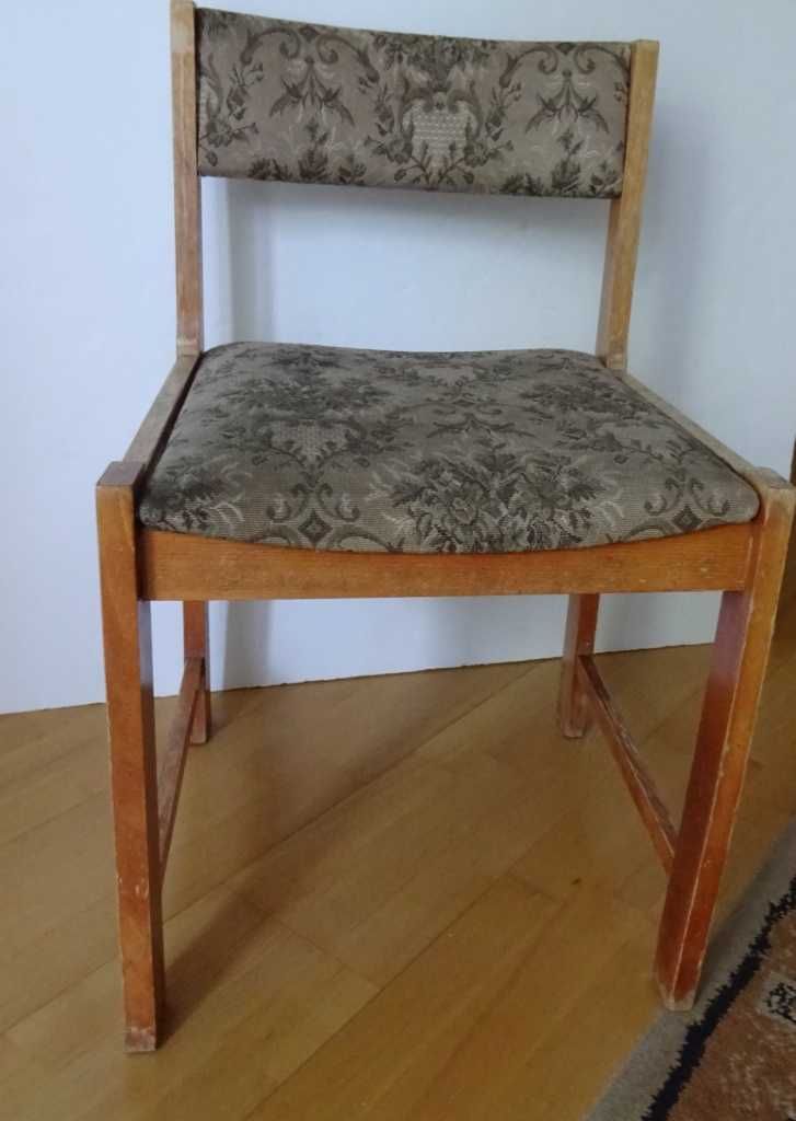 Krzesło Drewniane Jasne, Obicie - Beż, Popiel, Zieleń