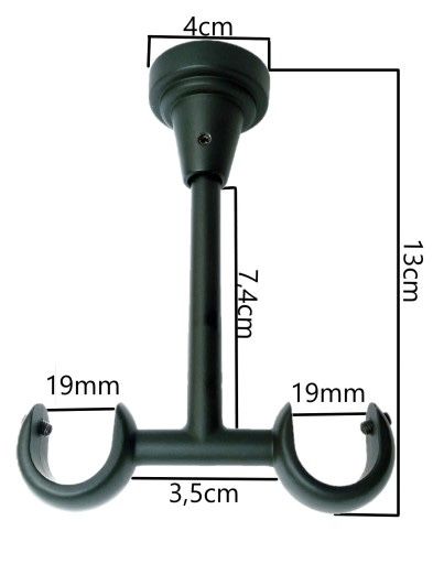 Karnisz sufitowy podwójny Fi19/220cm bez żabek